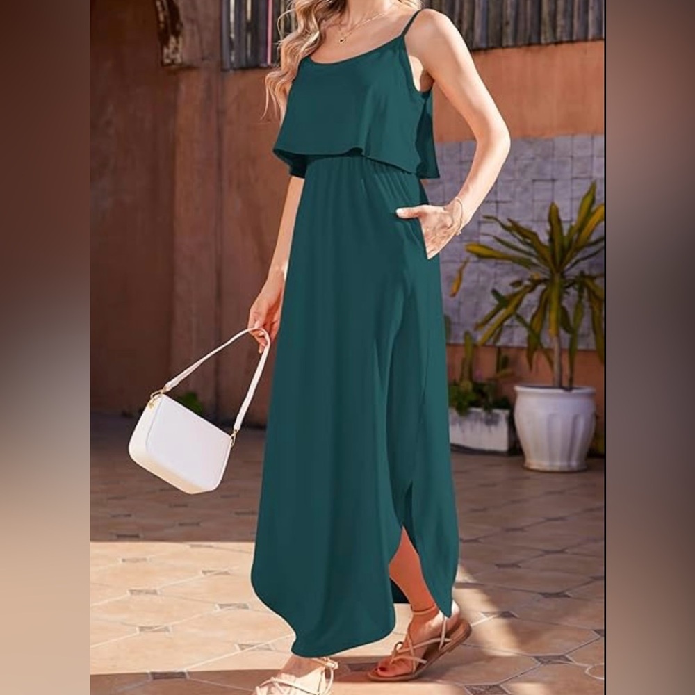 Chic Teal Sleeveless Maxi Dress